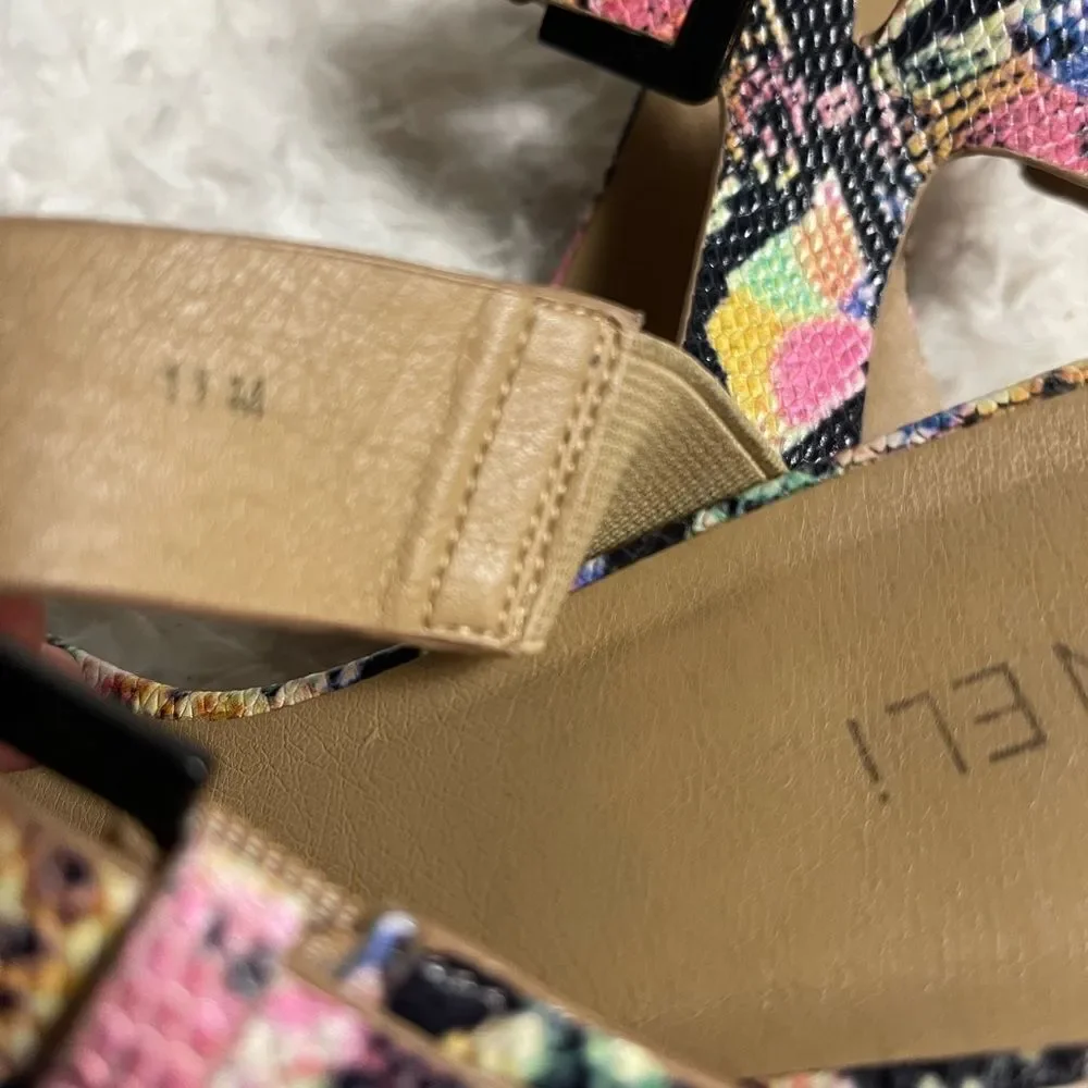 Vaneli Colorful Synthetic Snake Print wedge Sandals adjustable side buckle SZ11M
